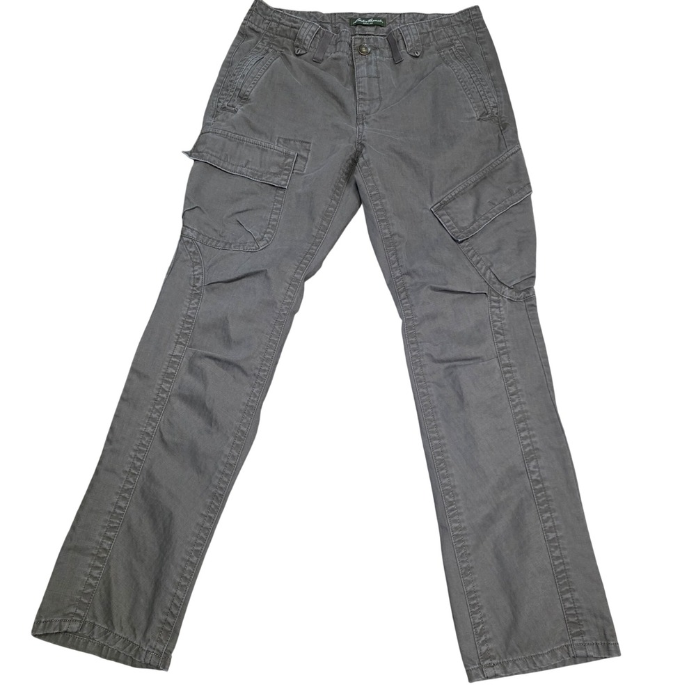 Eddie Bauer Womens Cargo Pants Khaki Grey Straight Leg Utility Pockets Size 8